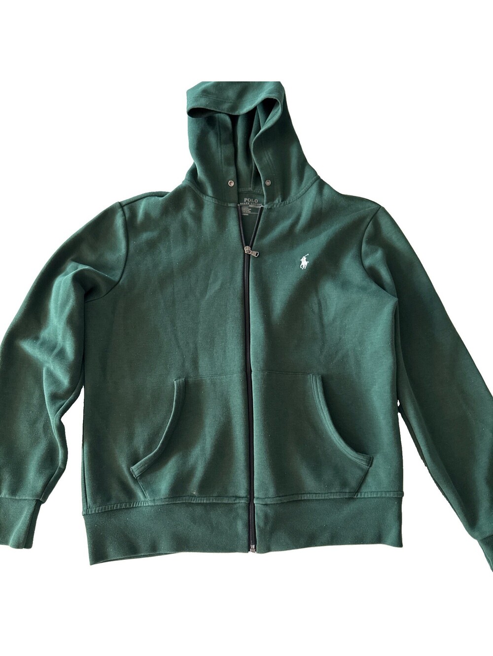 Polo Ralph Lauren Hoodie Mens M Green Full Zip Pony Logo Sweatshirt Fleece